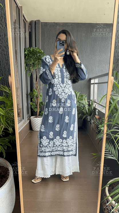 Aaliya Pure Modal Kurta - Steel Grey