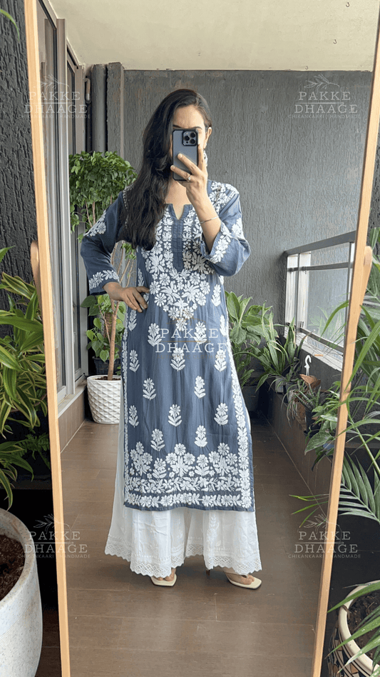 Aaliya Pure Modal Kurta - Steel Grey