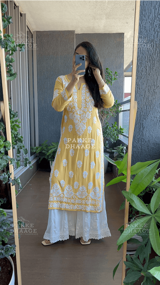 Aaliya Pure Modal Kurta - Sunshine Yellow Pakke Dhaage