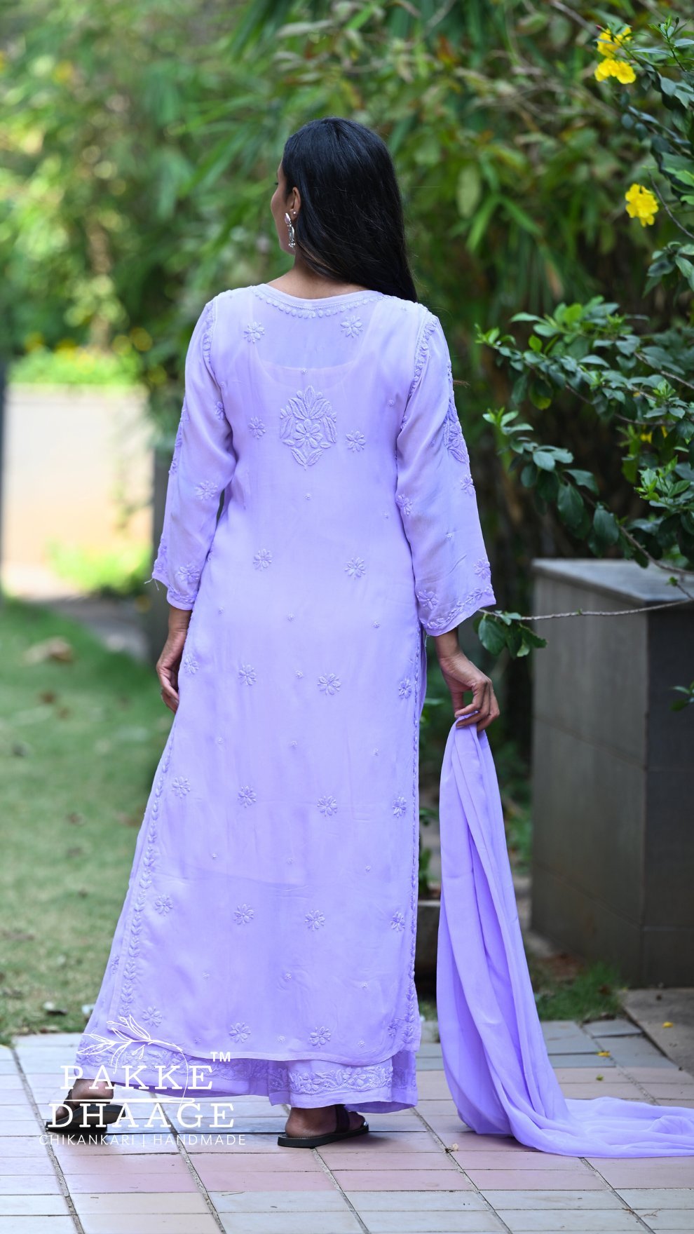 Aayat Pure Viscose Chikankari Sets with 3D Work Cloud Lilac