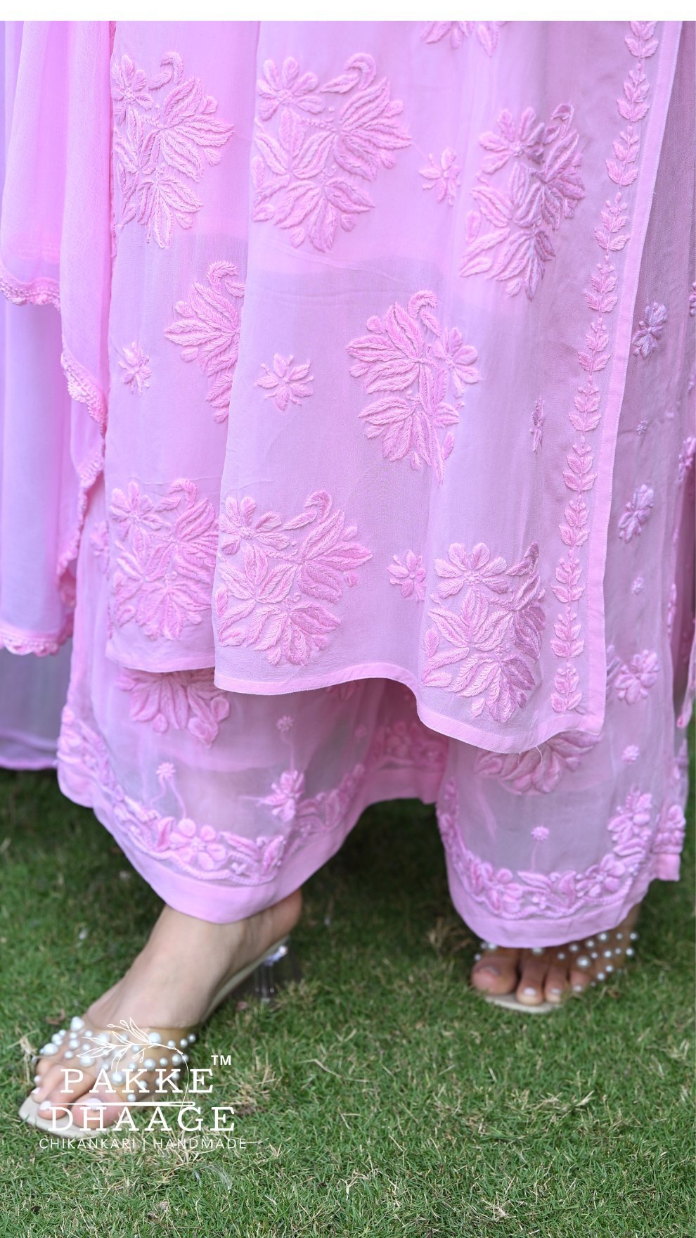 Aayat Pure Viscose Chikankari Sets with 3D Work Macaron Pink