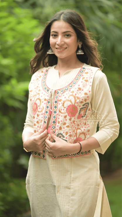 Aayushi 3pc Pure Cotton Set with Embroidered Statement Jacket