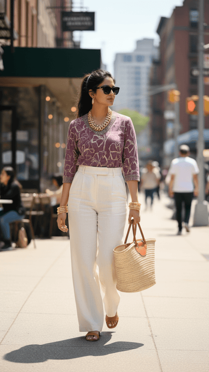Abstract Pure Muslin Short Top - Wine