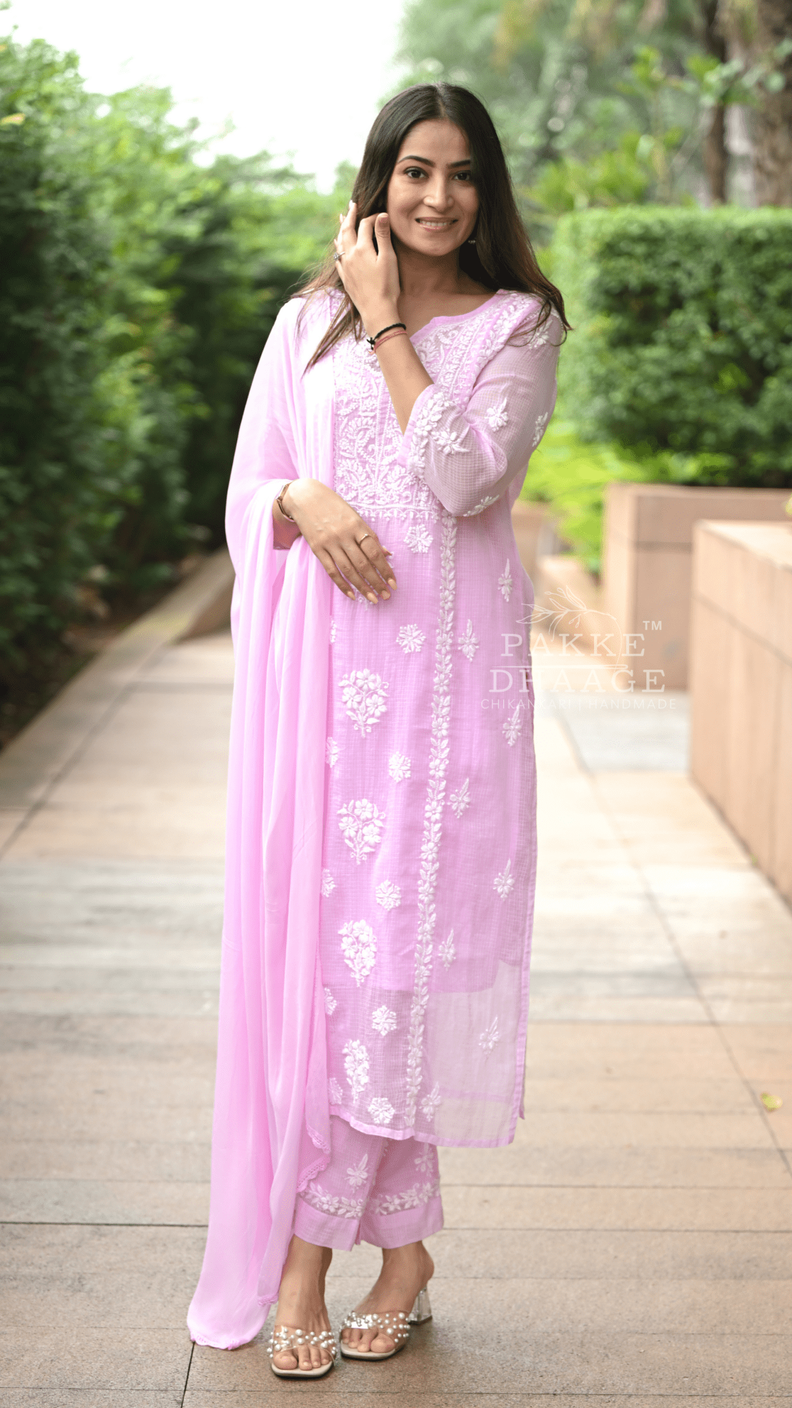 Aleena Pure Kota Doria Chikankari Kurta and Kurta Sets - Soft Cotton Candy