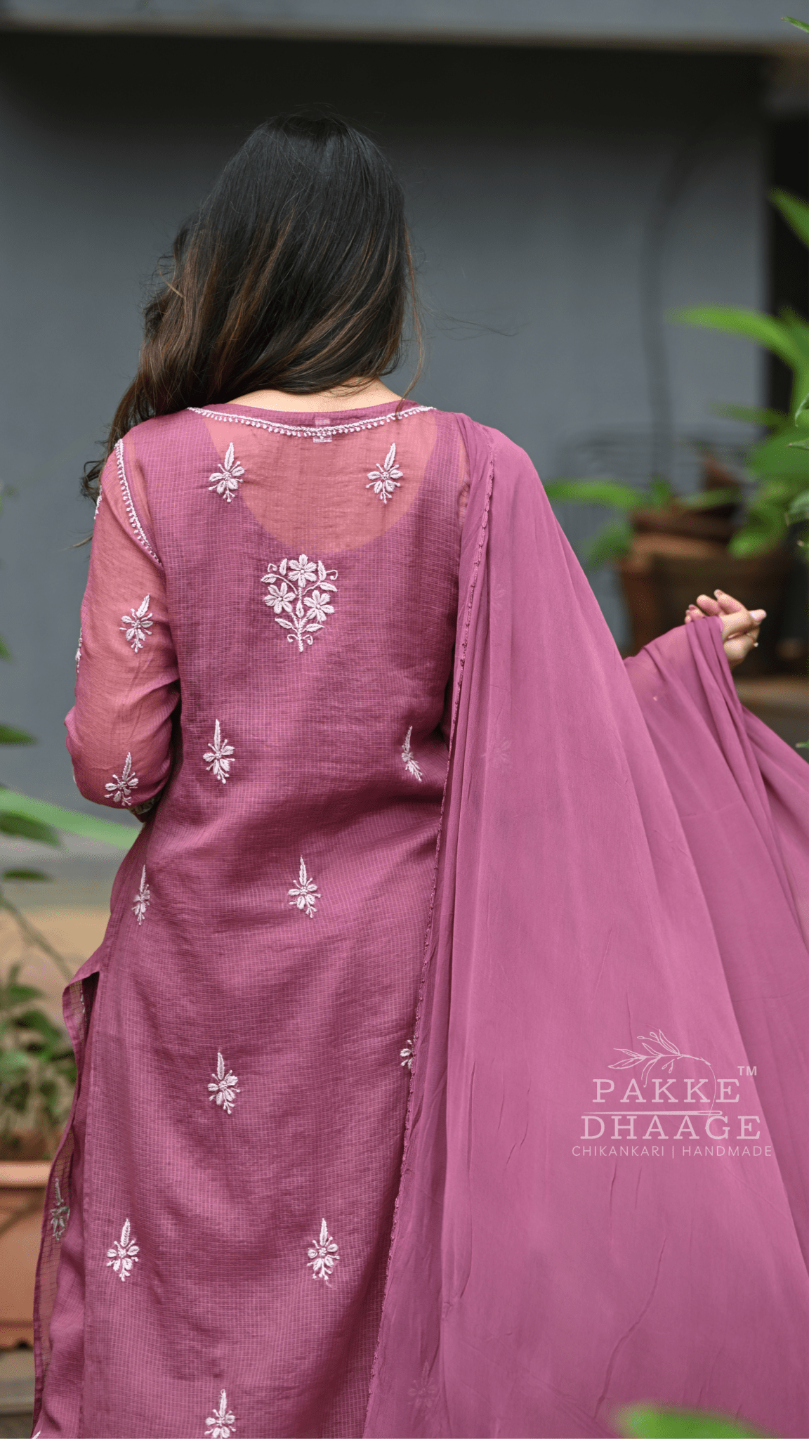 Aleena Pure Kota Doria Chikankari Kurta and Kurta Sets - Windsor Wine