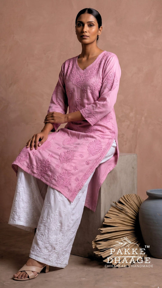 Anika Flex Cotton Chikankari Kurta - Orchid Haze