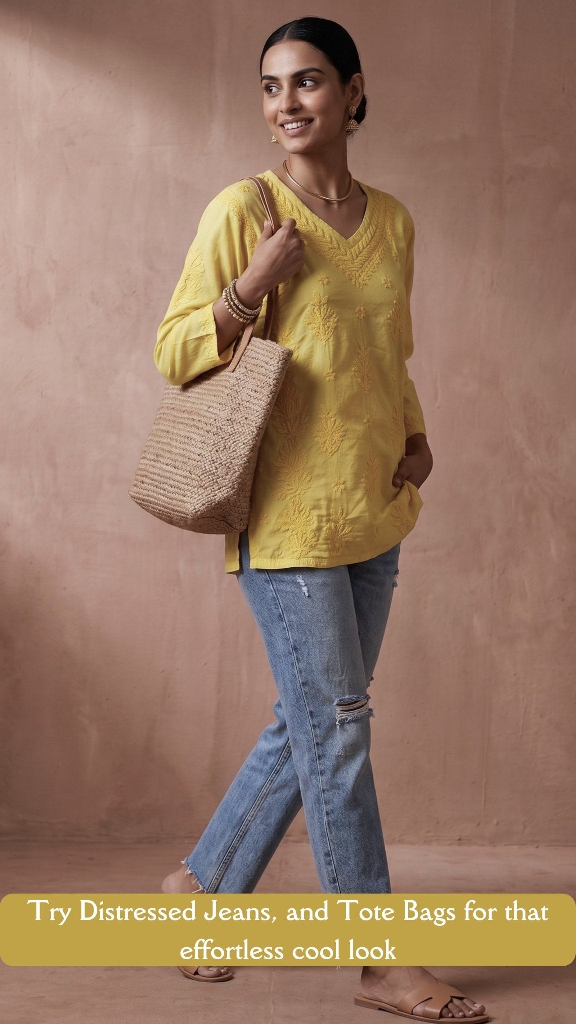 Anika Pure Cotton Chikankari Short Kurti - Sunshine Yellow