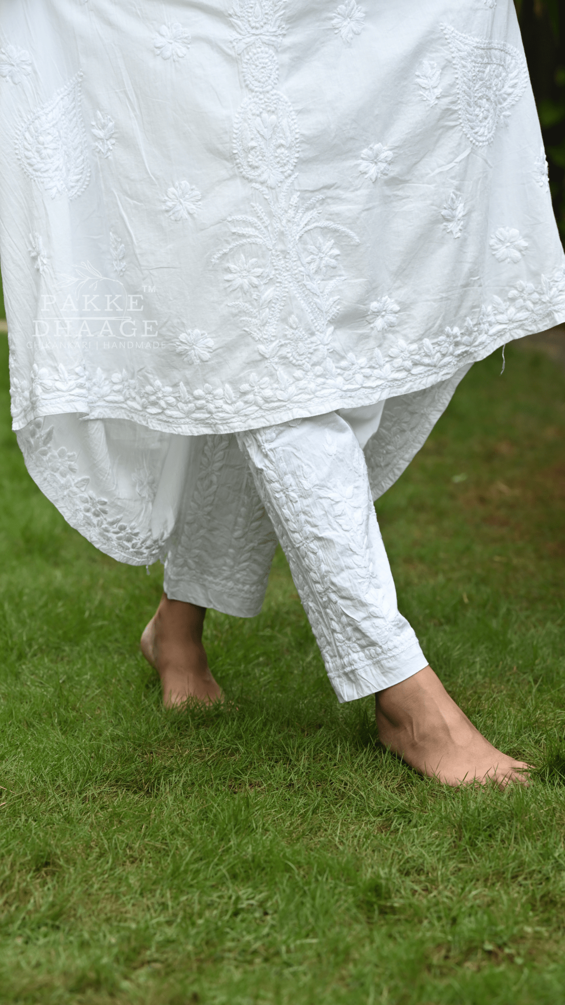 Arya Pure Cotton Chikankari Gown Classic White