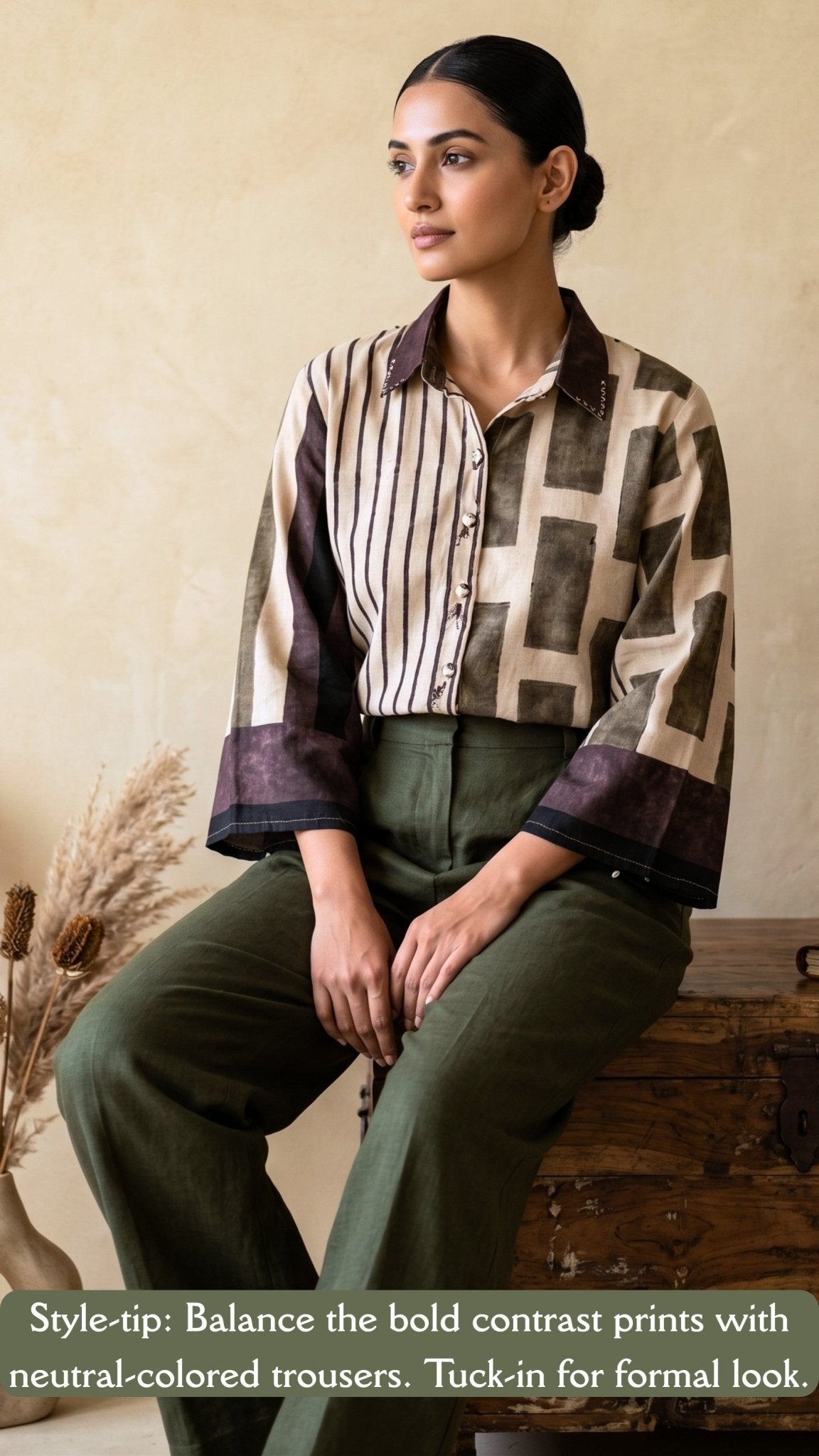 Assymetric Geometric Print Relaxed Fit Shirt
