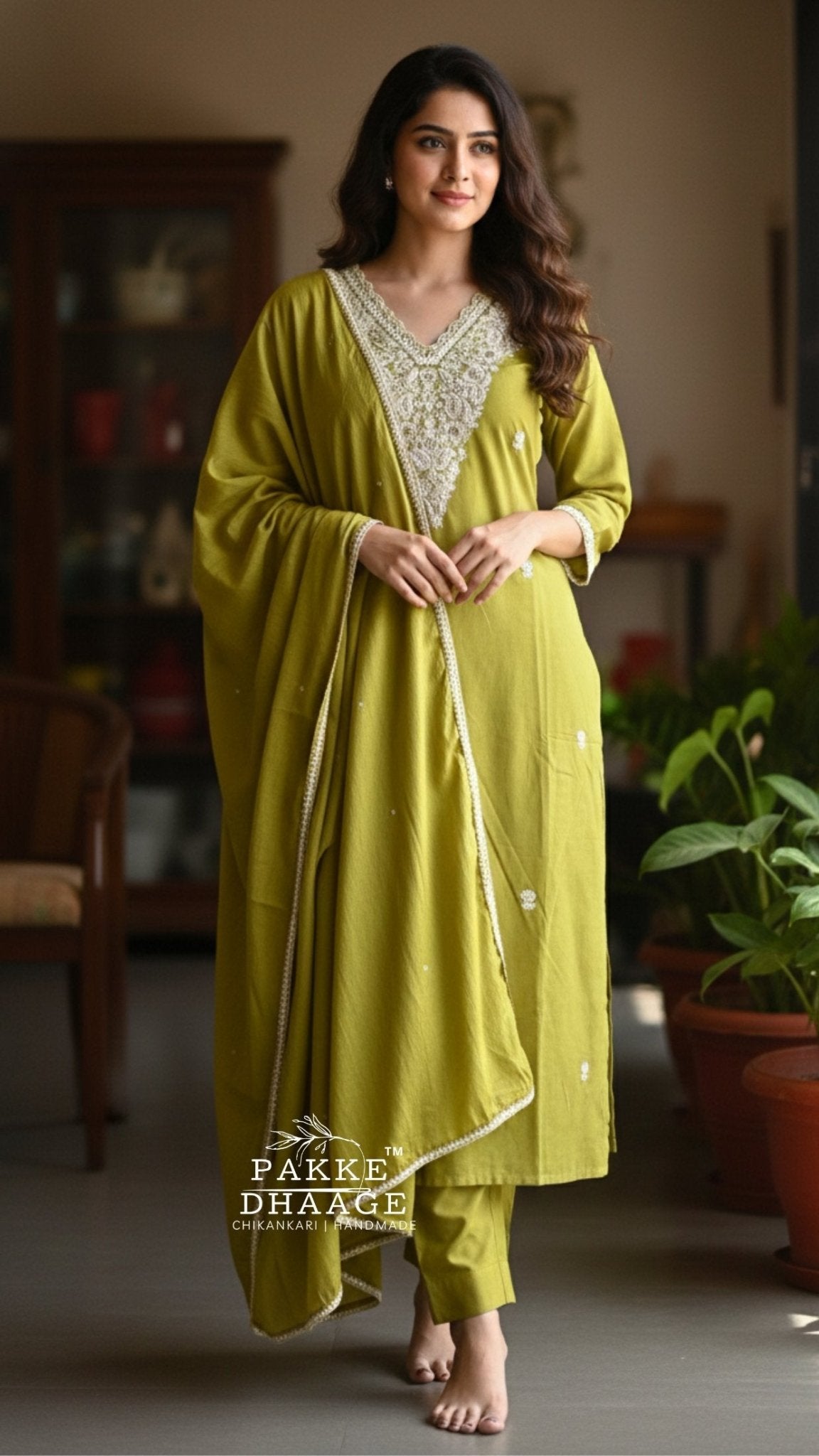 Avni Embroidered Pure Cotton Sets Luscious Green