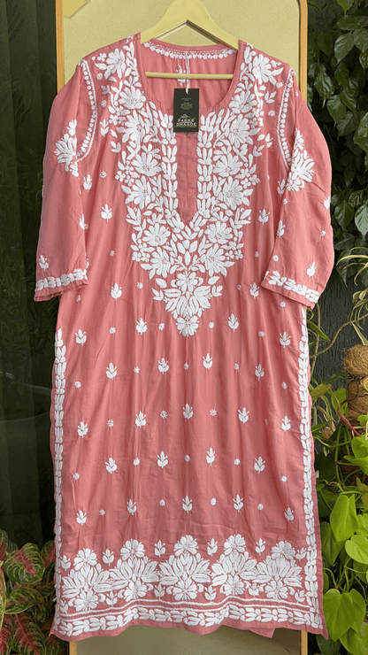 Ayesha Chikankari Pure Modal Kurtis Desert Rose