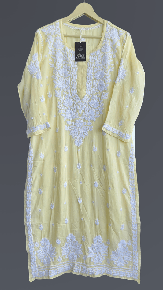 Ayesha Chikankari Pure Modal Kurtis Pastel Lemon Yellow
