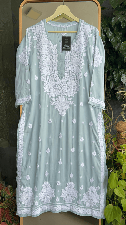 Ayesha Chikankari Pure Modal Kurtis Soft Ocean Blue
