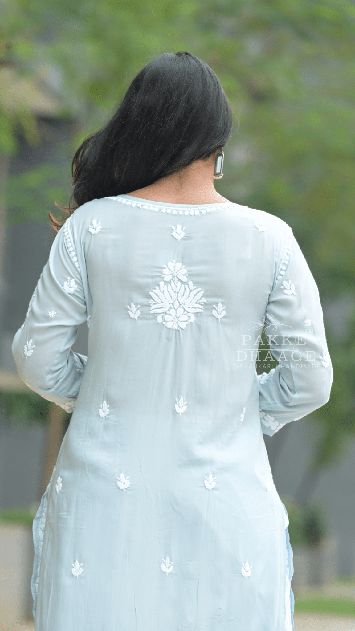 Ayesha Chikankari Pure Modal Kurtis Soft Ocean Blue