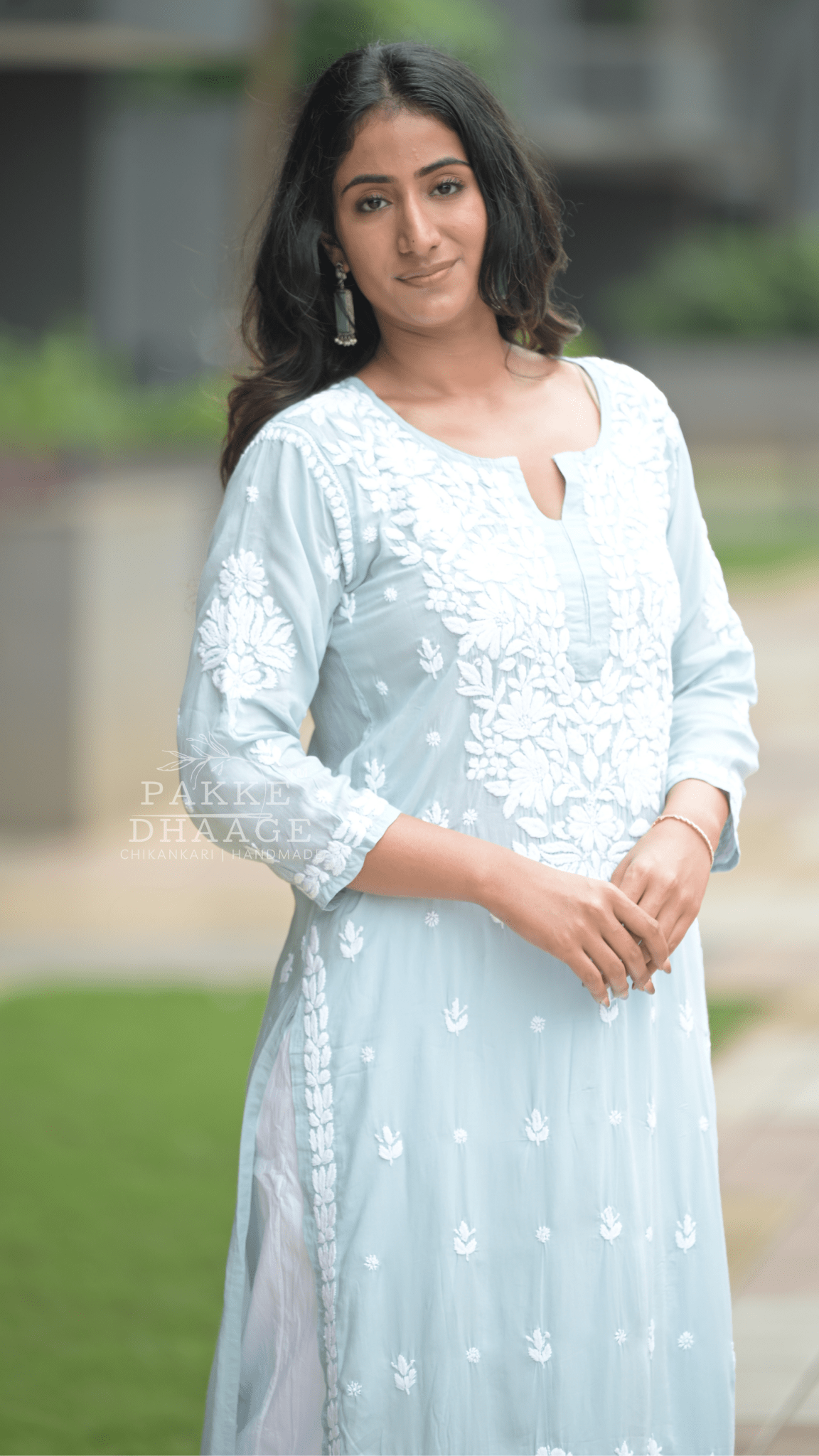 Ayesha Chikankari Pure Modal Kurtis Soft Ocean Blue