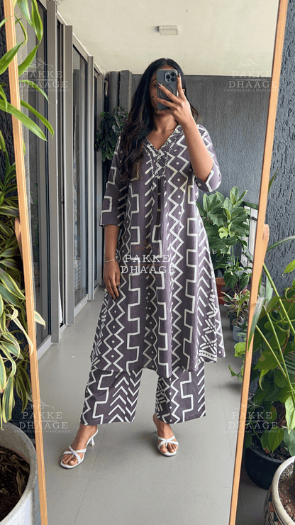 Chocolate Plum Pure Cotton Kurta Palazzo set