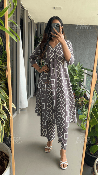 Chocolate Plum Pure Cotton Kurta Palazzo set