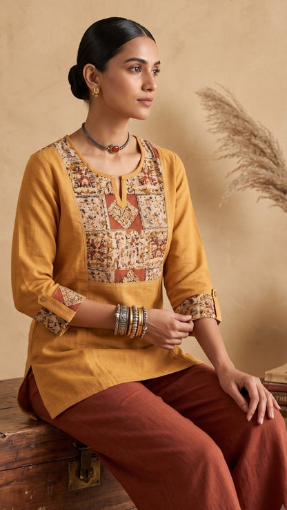Cotton Ethnic Tunic Top Ajrakh | PAKKE DHAAGE