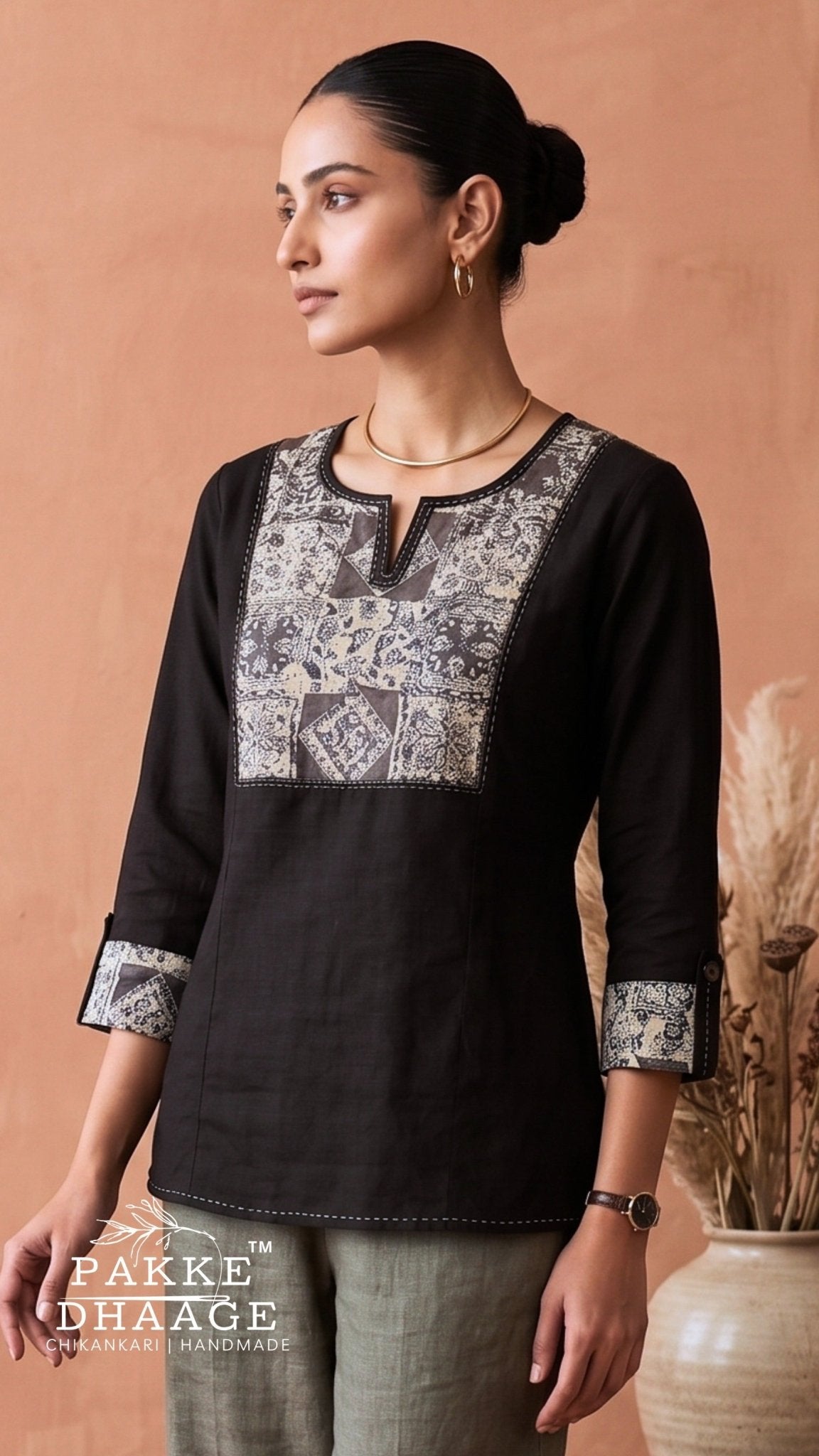 Cotton Ethnic Tunic Top Ajrakh | PAKKE DHAAGE