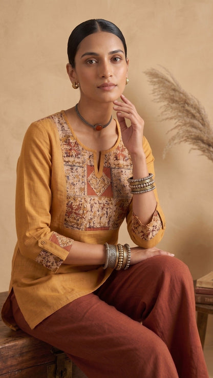 Cotton Ethnic Tunic Top Ajrakh | PAKKE DHAAGE