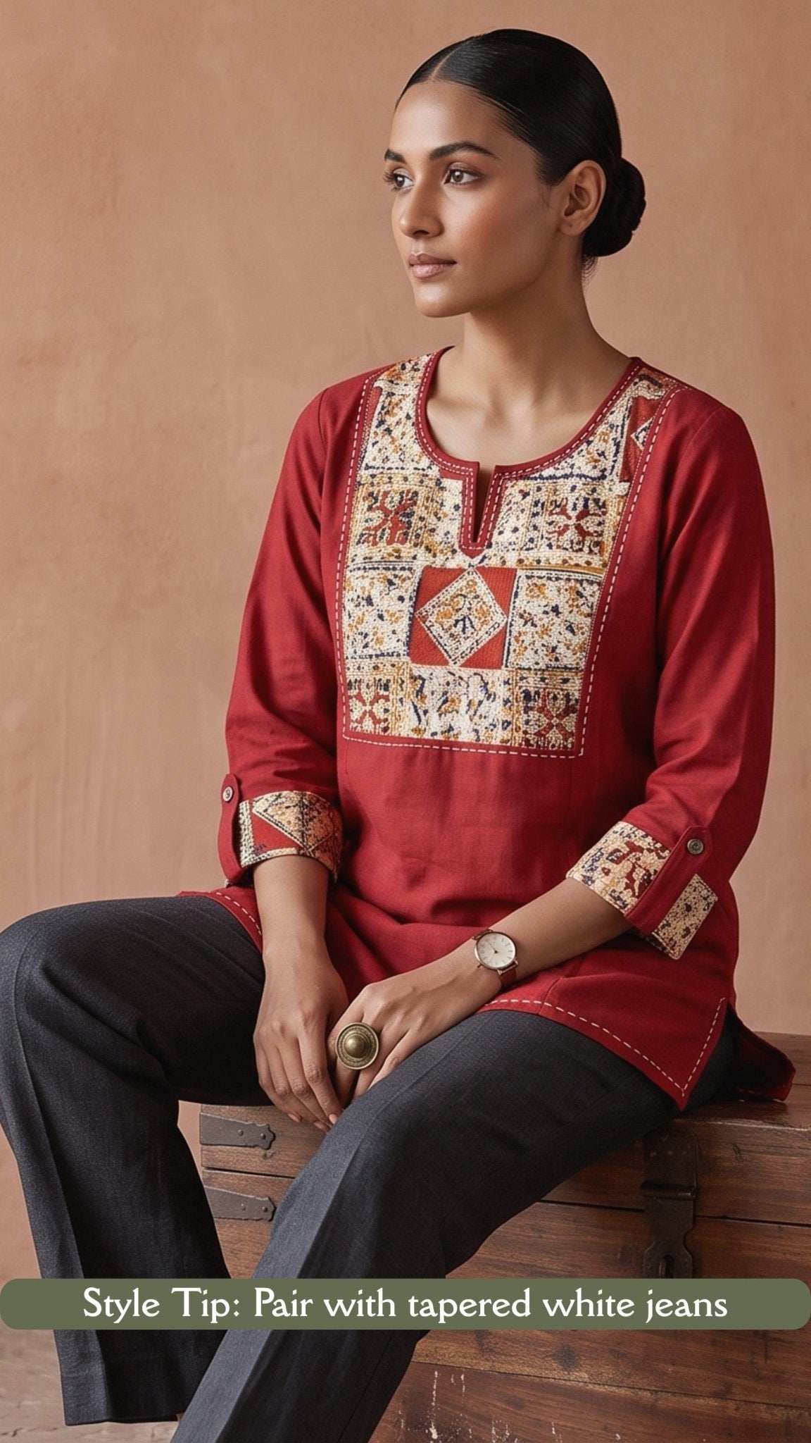 Cotton Ethnic Tunic Top Ajrakh | PAKKE DHAAGE