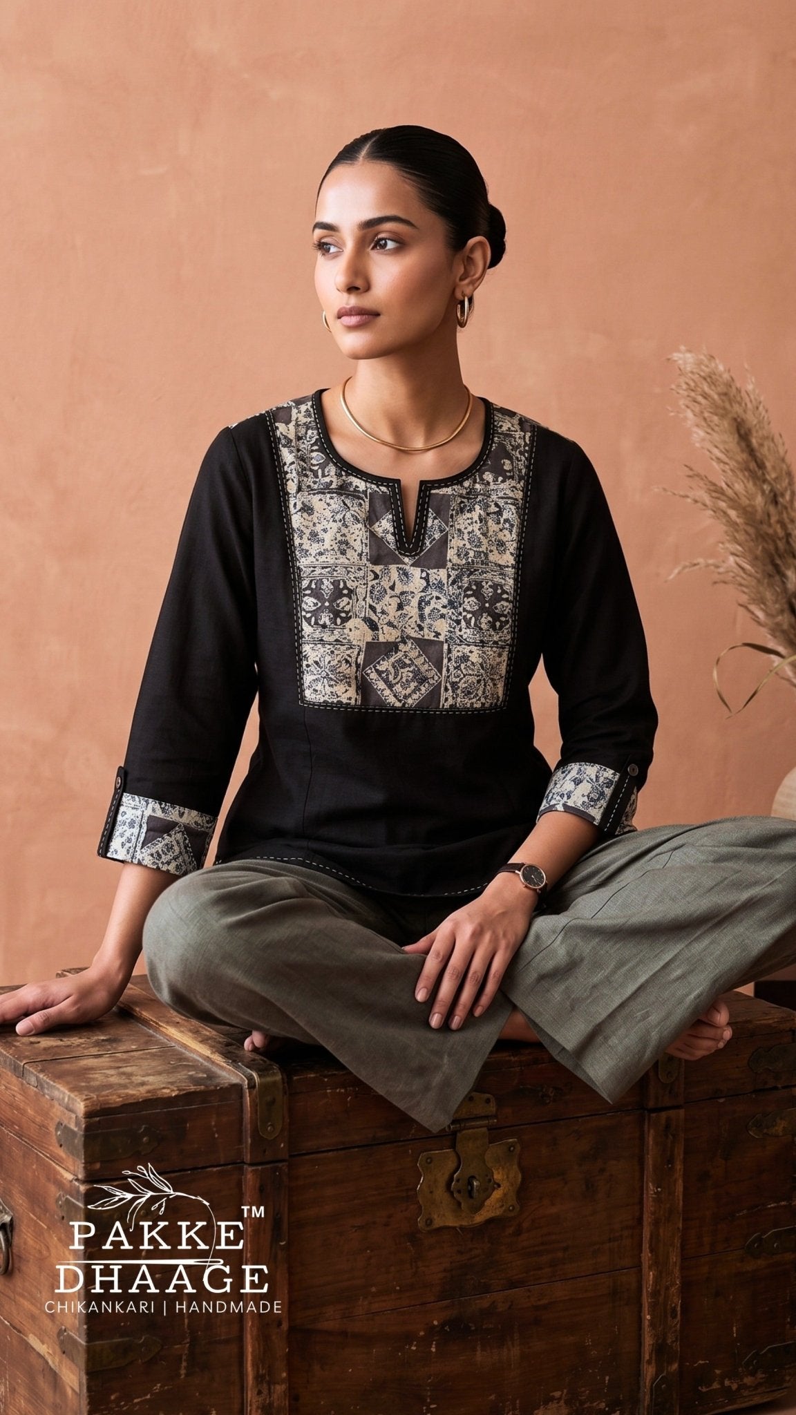 Cotton Ethnic Tunic Top Ajrakh | PAKKE DHAAGE