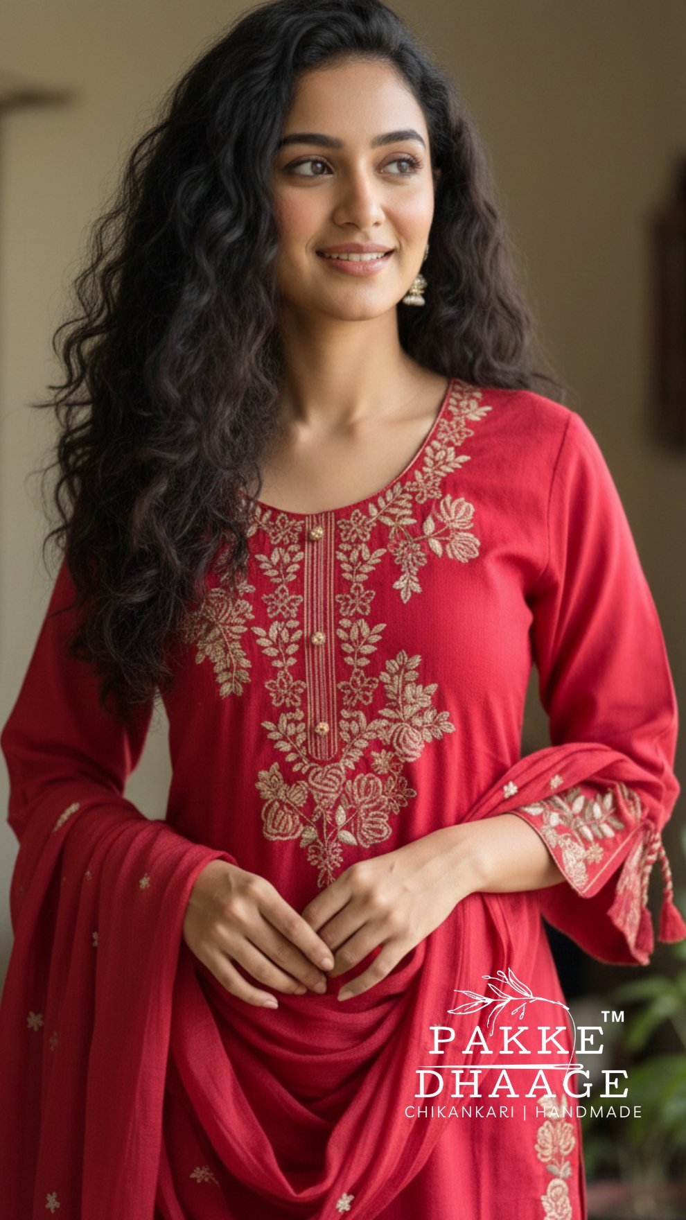 Crafted Comfort 3-Pc Pure Cotton Suit Sets Red