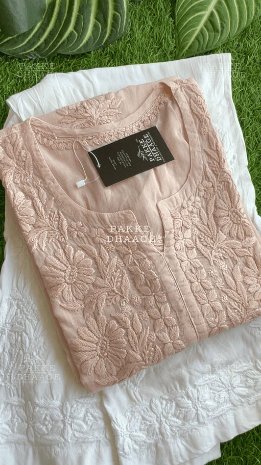 Fida Pure Mulmul Kurta - Mocha Mousse