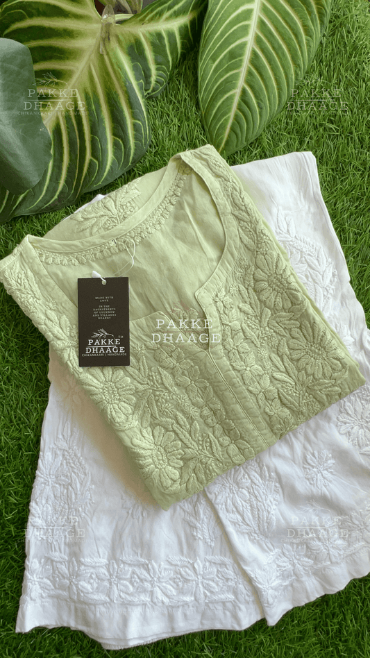 Fida Pure Mulmul Kurta - Pista Green
