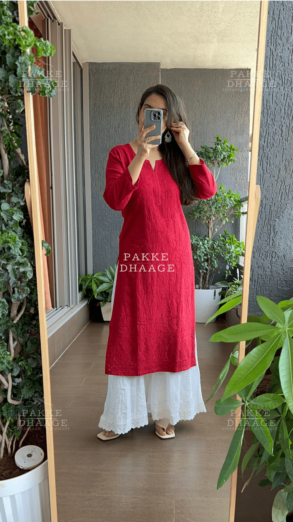Fiza Pure Mulmul Cotton Kurta - Candy Apple Red
