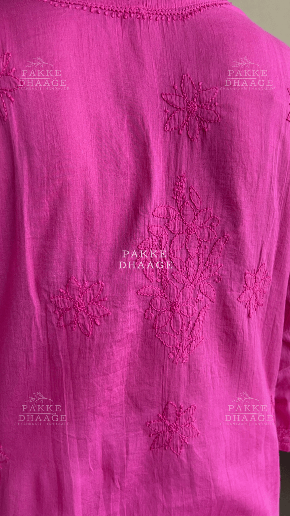 Fiza Pure Mulmul Cotton Kurta - Pink Yarrow