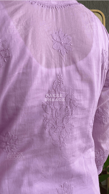 Fiza Pure Mulmul Cotton Kurta - Taffy Lilac