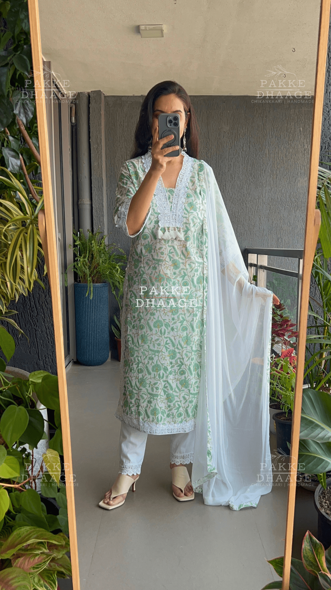 Floral Grace Jaipuri Suit Set - Pistachio Green