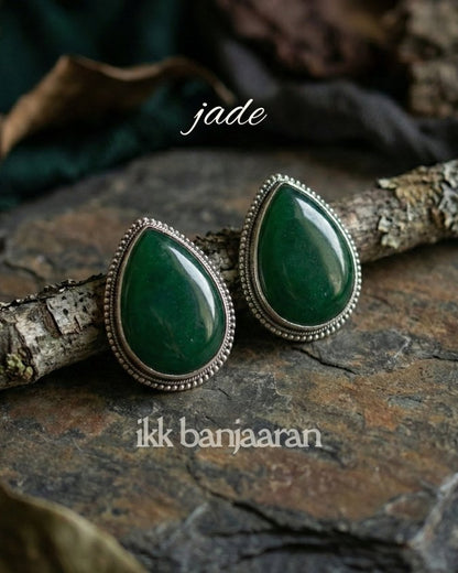 Gomti Teardrop Studs Jade