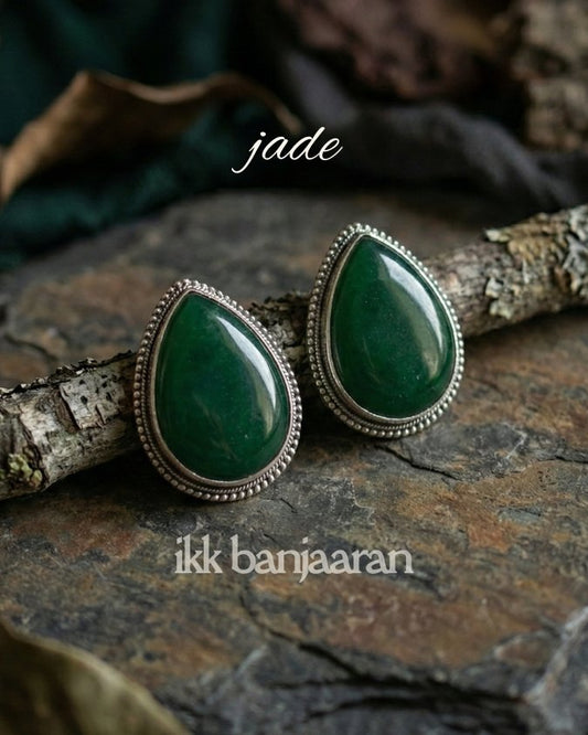 Gomti Teardrop Studs Jade