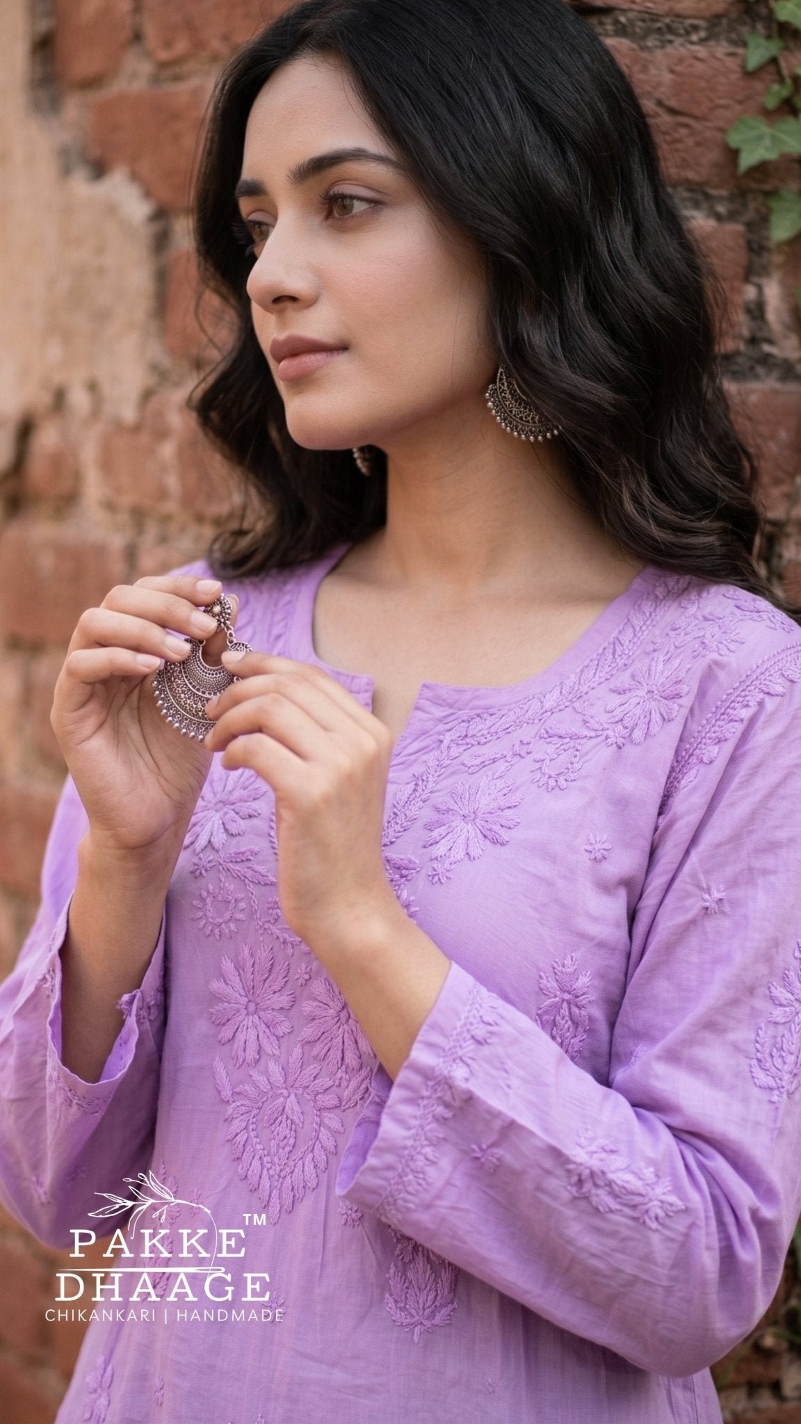 Hiba Pure Cotton Chikankari Short Kurti - Lilac