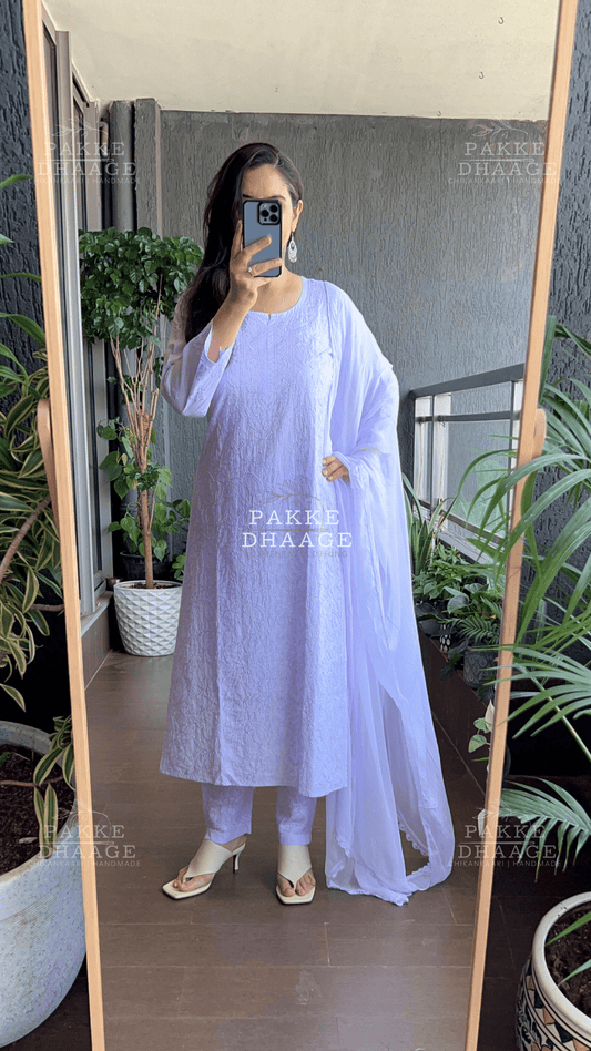 Inayat Resham Dhaaga Mulmul Kurta & Kurta Sets - Lilac