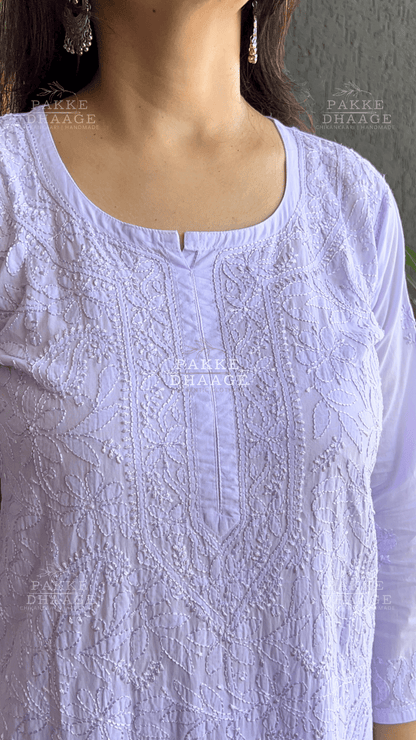 Inayat Resham Dhaaga Mulmul Kurta & Kurta Sets - Lilac