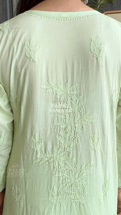Inayat Resham Dhaaga Mulmul Kurta & Kurta Sets - Paradise Green
