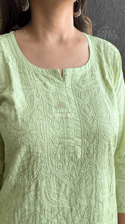 Inayat Resham Dhaaga Mulmul Kurta & Kurta Sets - Paradise Green