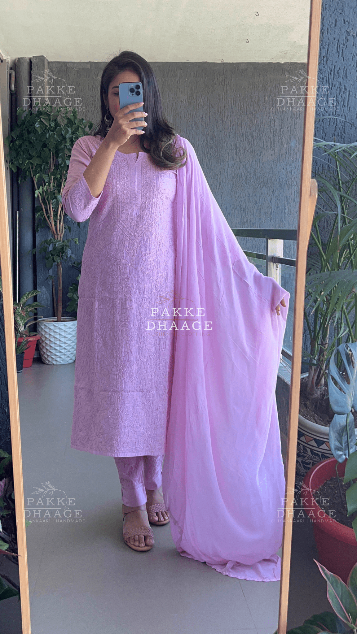 Inayat Resham Dhaaga Mulmul Kurta & Kurta Sets - Pastel Mauve