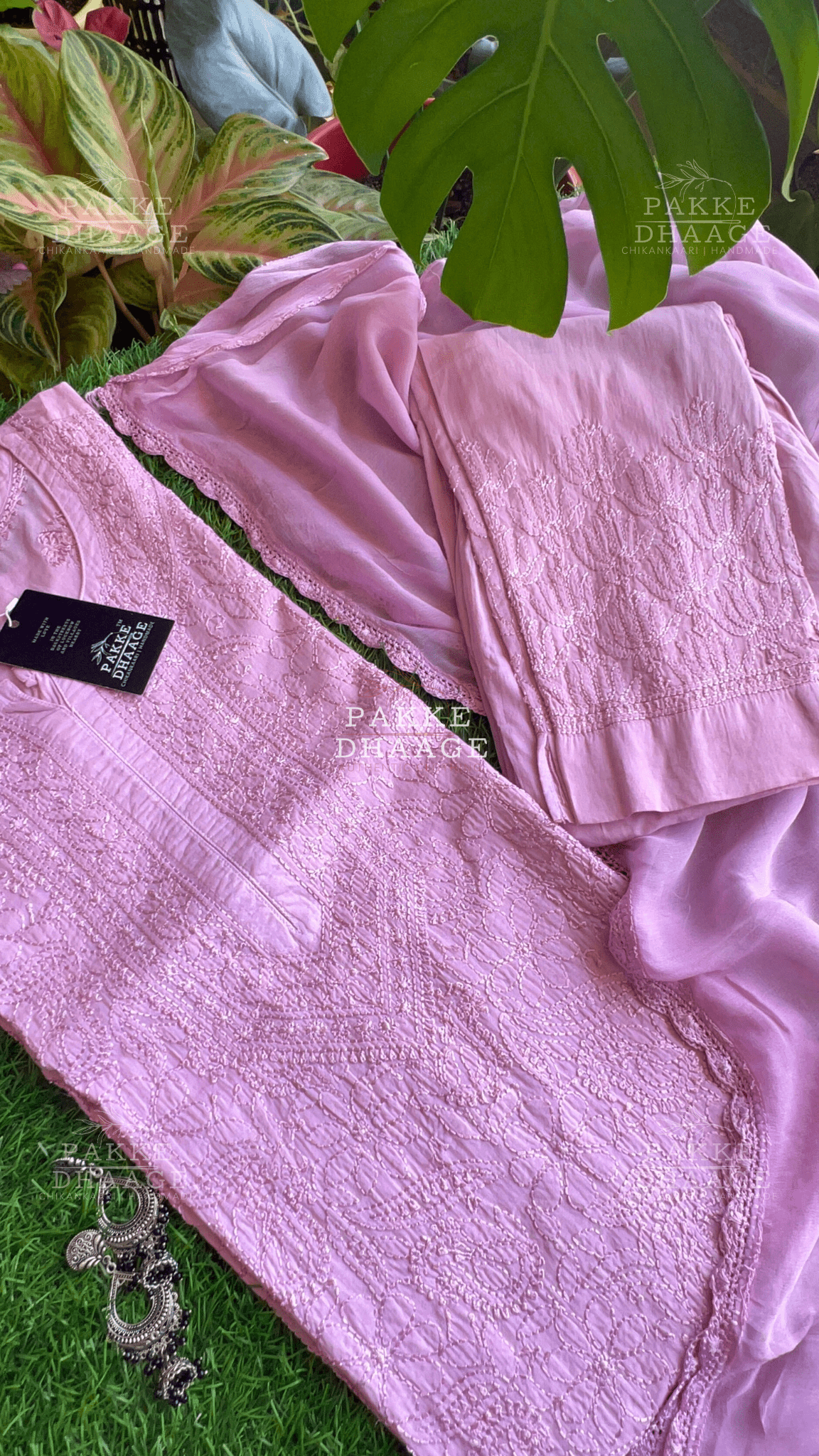 Inayat Resham Dhaaga Mulmul Kurta & Kurta Sets - Pastel Mauve
