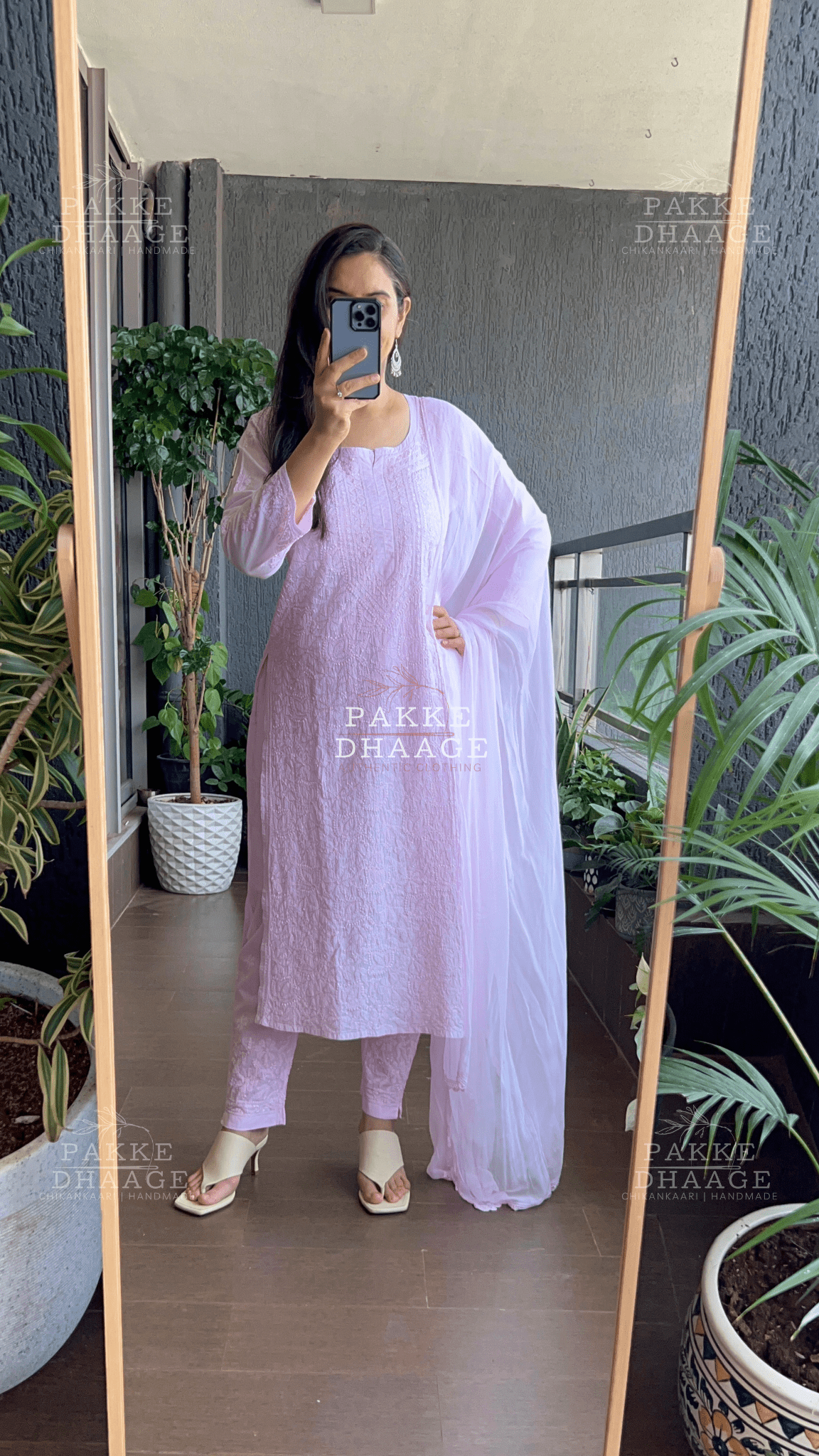 Inayat Resham Dhaaga Mulmul Kurta & Kurta Sets - Pastel Pink