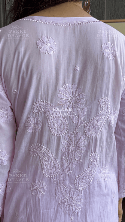 Inayat Resham Dhaaga Mulmul Kurta & Kurta Sets - Pastel Pink