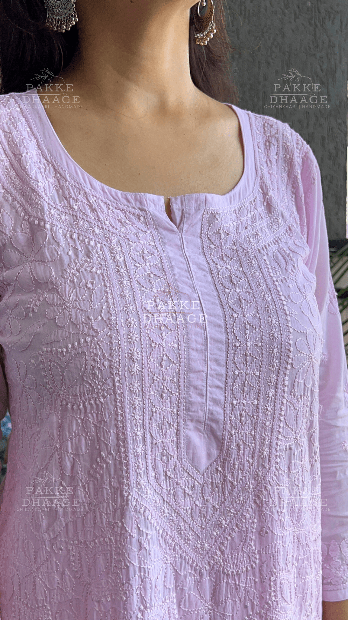 Inayat Resham Dhaaga Mulmul Kurta & Kurta Sets - Pastel Pink