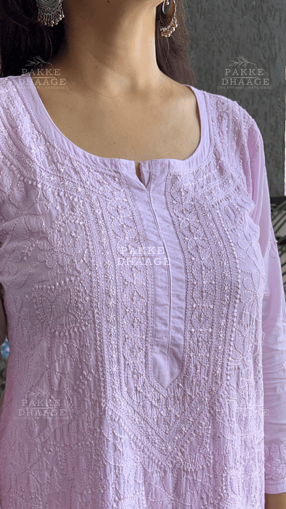 Inayat Resham Dhaaga Mulmul Kurta & Kurta Sets - Pastel Pink