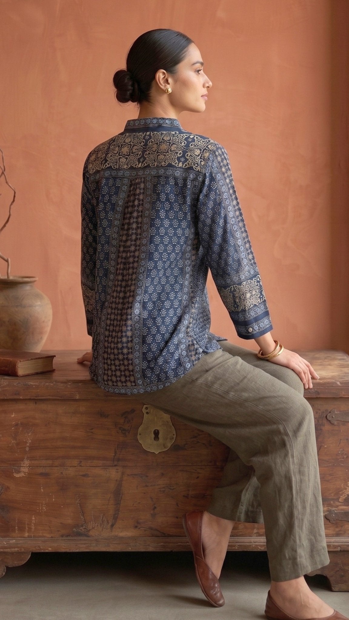 Indigo Artisanal Patchwork Printed Shirt