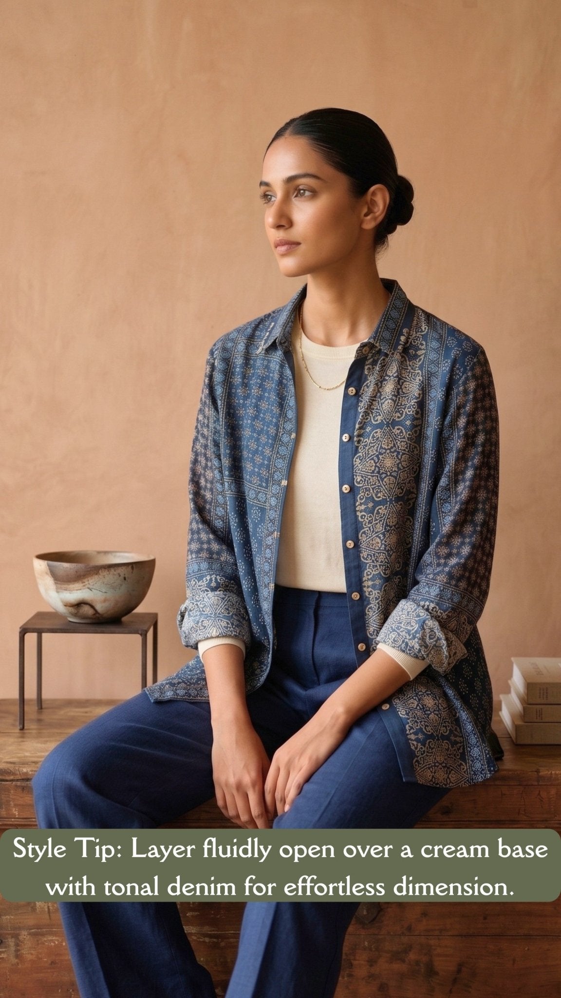 Indigo Artisanal Patchwork Printed Shirt