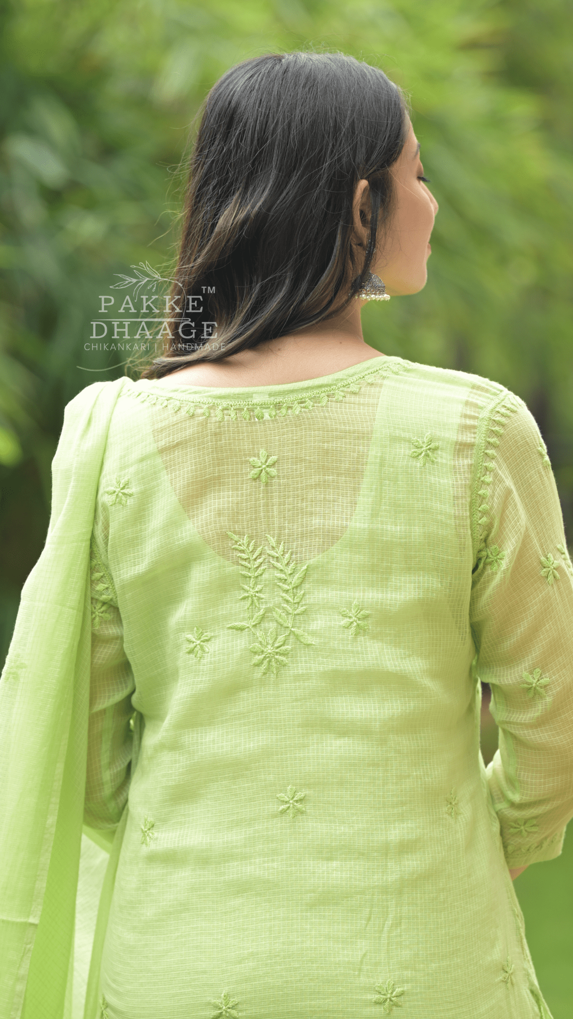 Kashish Chikankari Pure Kota Doria Kurtas and Kurta Sets Fresh Green