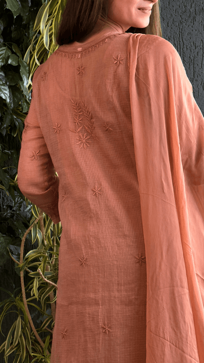 Kashish Chikankari Pure Kota Doria Kurtas and Kurta Sets Soft Lilac